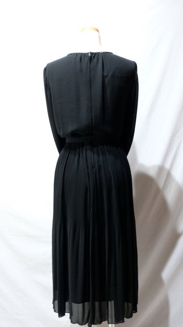 画像10: 無地 ブラック 長袖 レトロワンピース ノーカラー[56480]