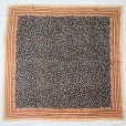 画像1: ベージュ 花柄 ストライプ シルク スカーフ 79cm×79cm[20075] (1)