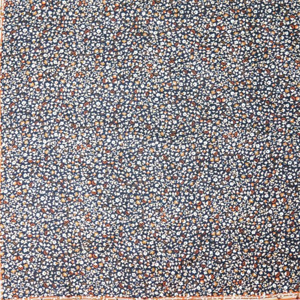 画像2: ベージュ 花柄 ストライプ シルク スカーフ 79cm×79cm[20075]