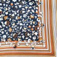 画像3: ベージュ 花柄 ストライプ シルク スカーフ 79cm×79cm[20075]
