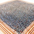 画像4: ベージュ 花柄 ストライプ シルク スカーフ 79cm×79cm[20075]