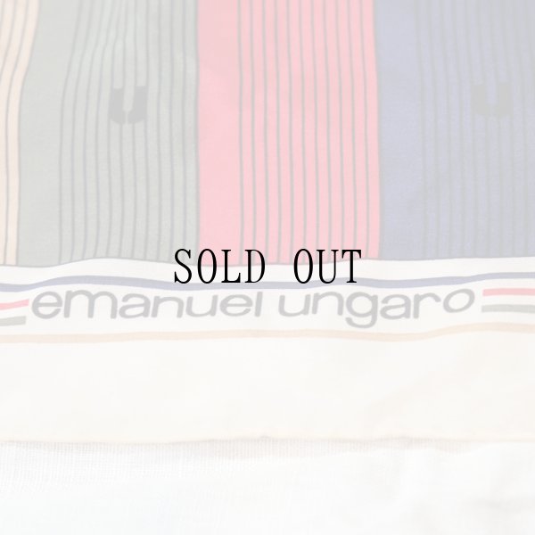 画像3: ungaro マルチカラー系 ストライプ柄 シルク スカーフ 80cm×80cm[20076]