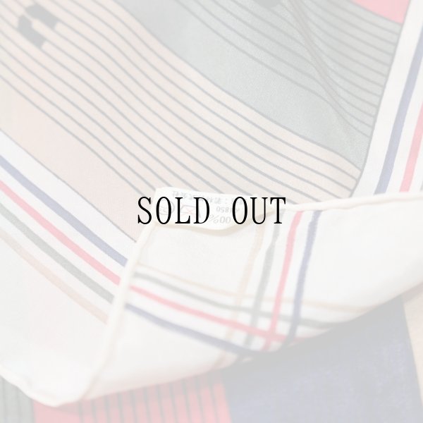 画像7: ungaro マルチカラー系 ストライプ柄 シルク スカーフ 80cm×80cm[20076]