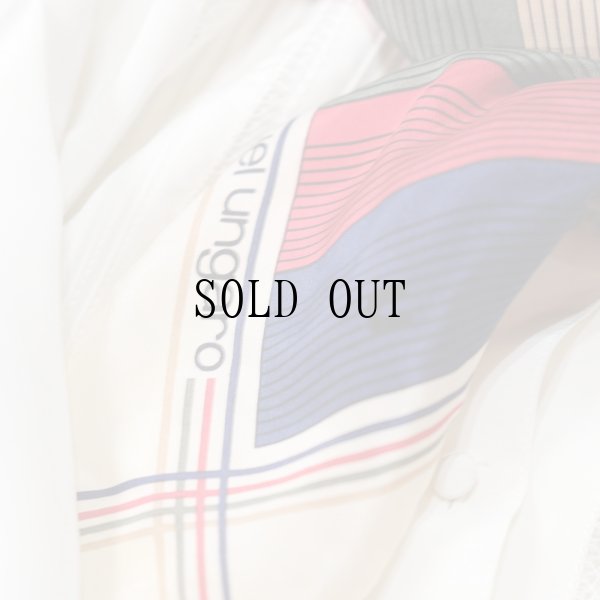 画像9: ungaro マルチカラー系 ストライプ柄 シルク スカーフ 80cm×80cm[20076]