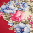 画像5: 花柄 赤系  シルク スカーフ 80cm×80cm[20077]