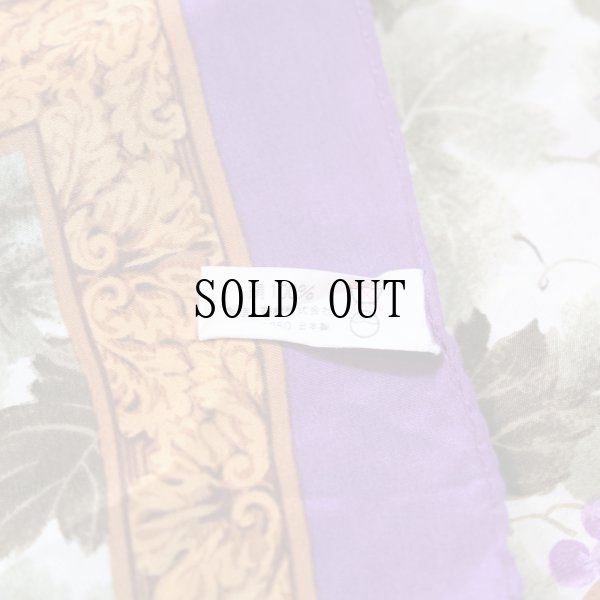 画像7: パープル系 葡萄柄 スカーフ 87cm×87cm[20078]