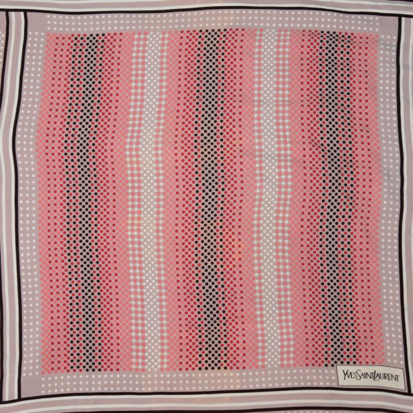 画像2: "Yves Saint Laurent イヴサンローラン" ピンク系 ドット シルク スカーフ 78cm×78cm[20080]