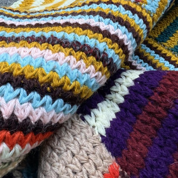 画像6: マルチカラー ニット ラグ ブランケット ベッドカバー 130×190cm WEB限定[19326]