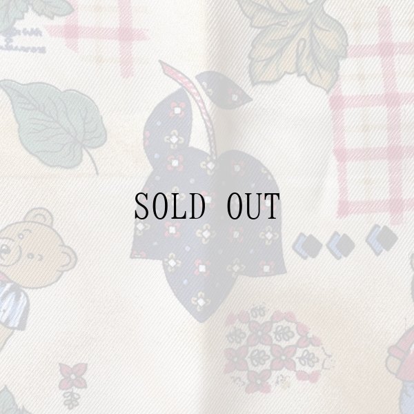 画像3: テディベア＆ラビット 絵模様 スカーフ 51cm×51cm[19940]