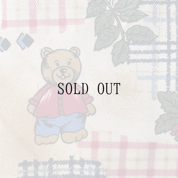 画像4: テディベア＆ラビット 絵模様 スカーフ 51cm×51cm[19940]