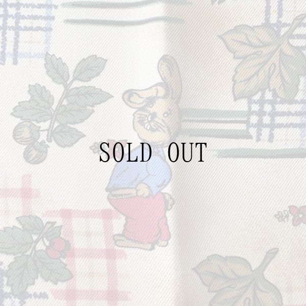 画像6: テディベア＆ラビット 絵模様 スカーフ 51cm×51cm[19940]