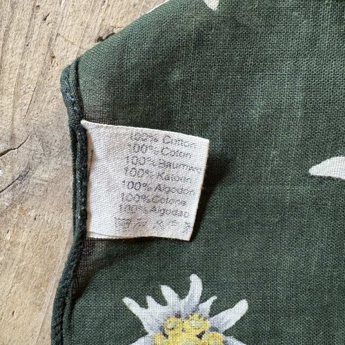 他の写真1: インポート グリーン 花柄 コットン スカーフ 50cm×50cm[19941]