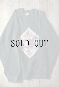 "FRUIT OF THE LOOM" US製 パッチワークとボタン ディープグリーン スウェット トップス[20270]