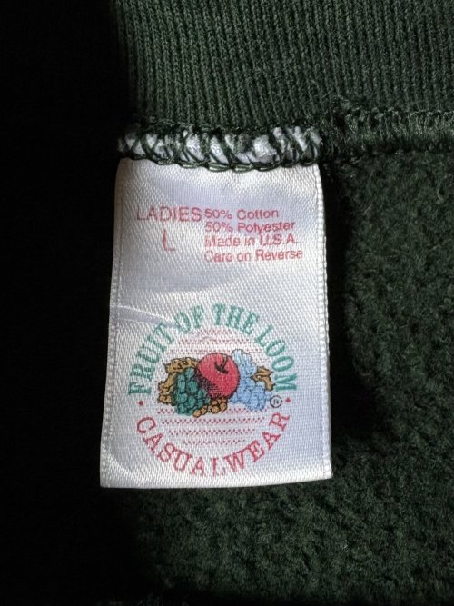 他の写真1: "FRUIT OF THE LOOM" US製 パッチワークとボタン ディープグリーン スウェット トップス[20270]