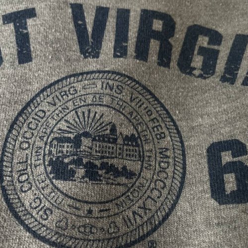 他の写真1: US グレー×青 カレッジロゴスウェット クルーネック ハンドウォーマー付き[17695]