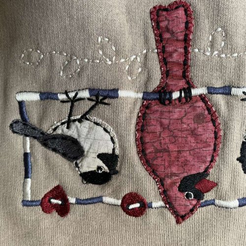 他の写真1: トリ模様 茶色×赤 無地 スウェット クルーネック [13876]