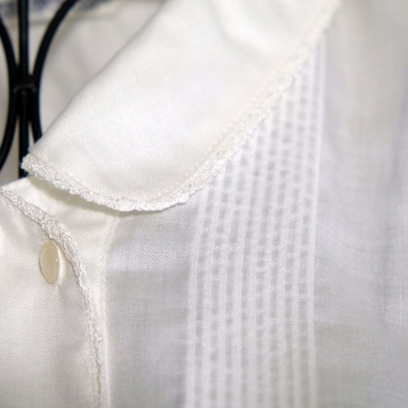 無地 白 半袖 ブラウス 丸襟 [16239] レトロワンピース古着通販 SLOW JAM