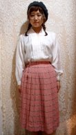 画像1: ギンガムチェック刺繍入りスカート  [5042]　