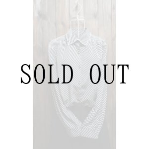 画像: バイアス柄 長袖ブラウス スカラップカラー[15428]