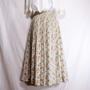 画像: 花柄 水色 スカート フレア/w67cm[42089]