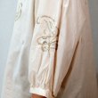 画像6: ピンクベージュ 七分袖 コットン ブラウス ノーカラー 刺繍 ラグランスリーブ [11746]