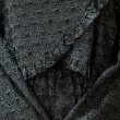 画像6: レース地 お花のコサージュ 黒×ゴールド 長袖 レトロワンピース ノーカラー ウエストゴム[12069]