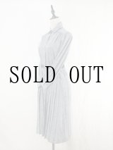 画像: 斜めストライプ柄 黒 長袖 レトロワンピース  レギュラーカラー 比翼[14482]