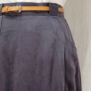 画像: 無地 ネイビー スカート ポリエステル フレア ポケット w/65cm [16610]