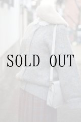 画像: 総柄 グレー×ベージュ 混モヘア  カーディガン ラウンドネック[16692]