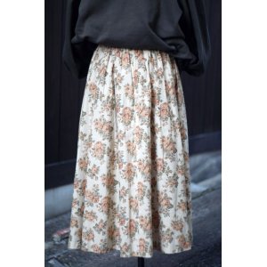 画像: 花柄 ブラウン系 スカート フレア w/62cm [16880]