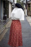 画像3: 花柄 赤×白 スカート フレア w/66cm [16985]