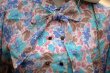 画像14: 花柄 水色系×ピンク 半袖 セットアップ ボウタイカラー ドルマンスリーブ [17041]