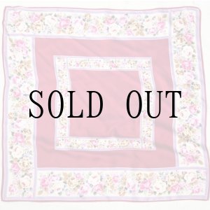 画像: バラ柄 パープル系 シルク スカーフ 79cm×79cm[17226]