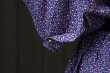 画像7: フランス製 花柄 紺系 半袖 レトロワンピース パフスリーブ オープンカラー [15298]