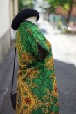画像4: エスニック柄 タイコットン 緑×イエロー ノースリーブ チャイナワンピース[17482]
