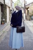 画像8: "American Blue"ブルー デニム モザイクタイル模様 スカート フレア 前ボタン w67cm 丈81cm[17496]