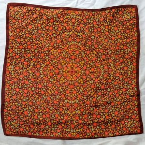 画像: 花柄 ブラウン系 ポリエステル スカーフ 78cm×78cm [17527]