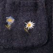 画像7: 無地 ネイビー ウール フード付きコート 刺繍 チェック お花[17572]