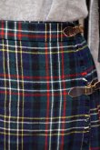 画像4: タータンチェック柄 モスグリーン ウール スカート プリーツ w66cm [17657]