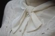 画像5: 刺繍 チューリップ 白 長袖 ブラウス リボンカラー [17836]