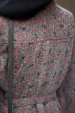 画像8: 花柄 グレー×赤 長袖 レトロワンピース ウール レギュラーカラー[17912]
