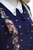 画像5: "Vareuse" ネイビー ニット カーディガン 長袖 クルーネック お花刺繍[17869]