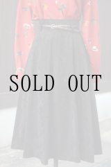 画像: 無地 黒 ベロア スカート フレア w60cm [18037]