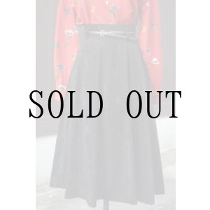 画像: 無地 黒 ベロア スカート フレア w60cm [18037]