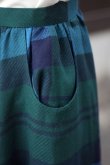 画像5: チェック柄 青×緑 ウール フレア スカート w62cm[18192]