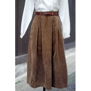 画像: ”Ralph Lauren”無地 ブラウン コーデュロイ スカート w/60cm[18233]