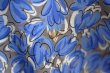画像8: 花柄 青×グレー 長袖 レースカラー リボン セットアップ風[18370]