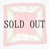 画像: 馬具模様 赤×白 シルク スカーフ 79cm四方 [18427]