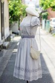 画像1: ”LAURA ASHLEY”無地 グレー コットン 半袖  レトロワンピース Vネック 刺繍 レース[18601]