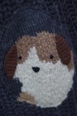 画像6: "CARA" 無地 グレー ケーブル編み ニット カーディガン Vネック 犬の刺繍 前開き[19098]